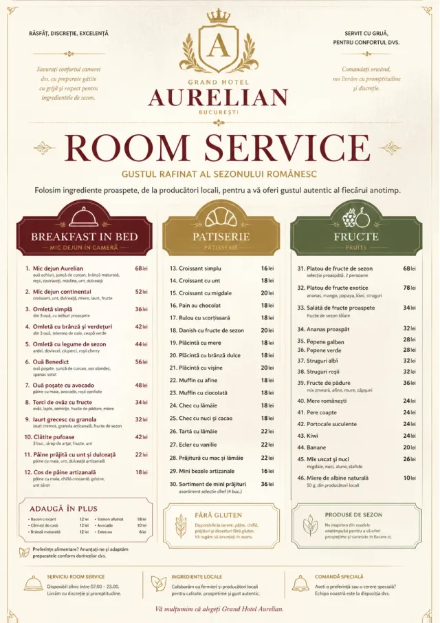 Grand Hotel Classic room-service-menu menu template preview
