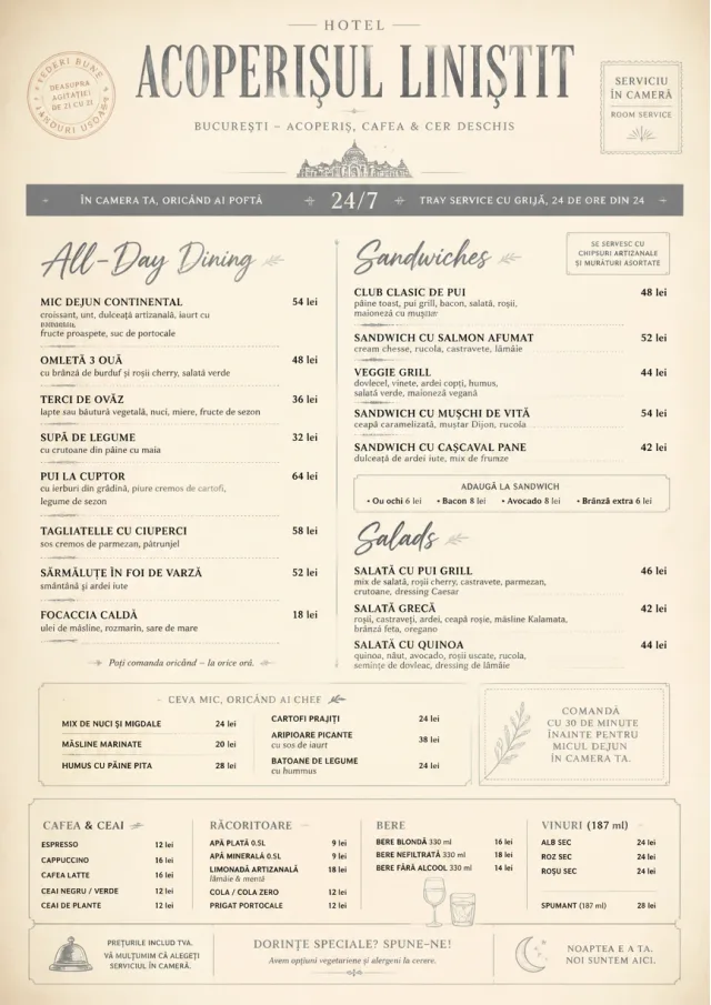 In-Room Tray Service room-service-menu menu template preview