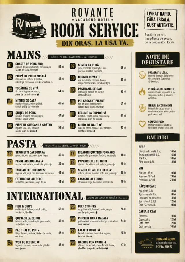 Food Truck Bold room-service-menu menu template preview