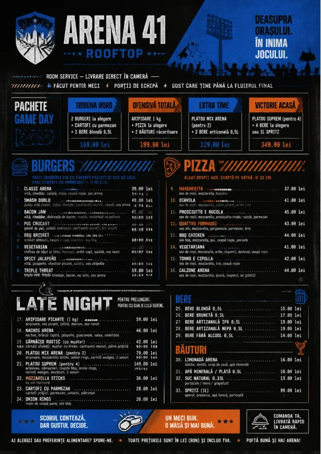 Sports Arena Energy room-service-menu menu template preview