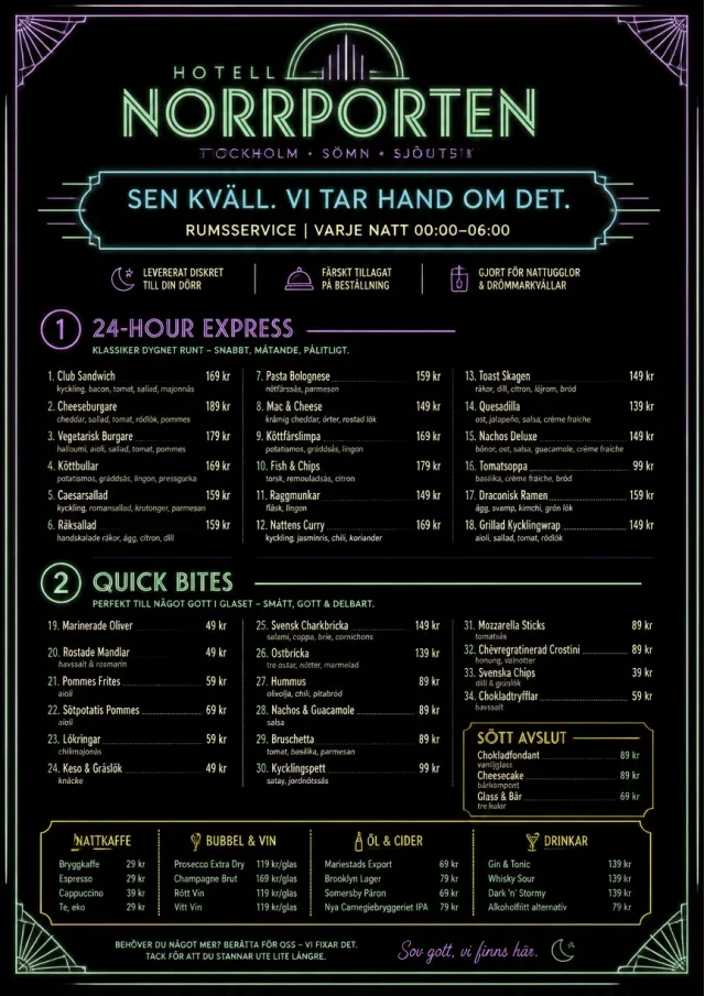 Late Night Service room-service-menu menu template preview
