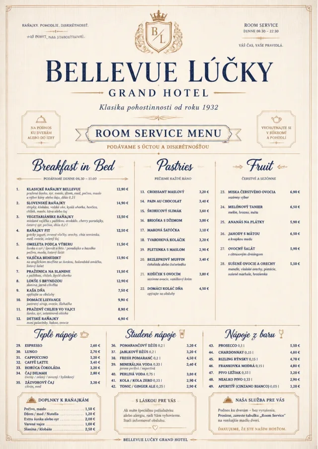 Grand Hotel Classic room-service-menu menu template preview