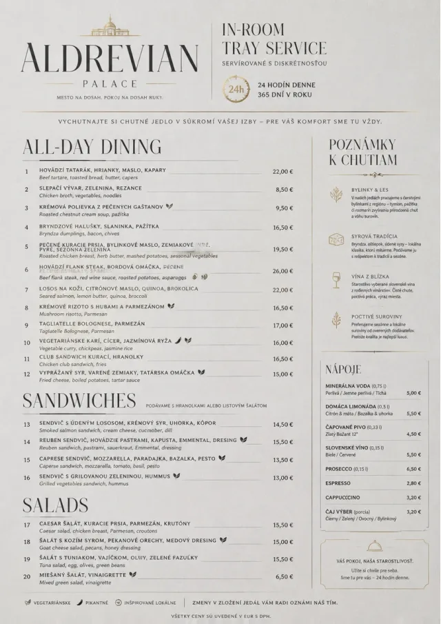 In-Room Tray Service room-service-menu menu template preview