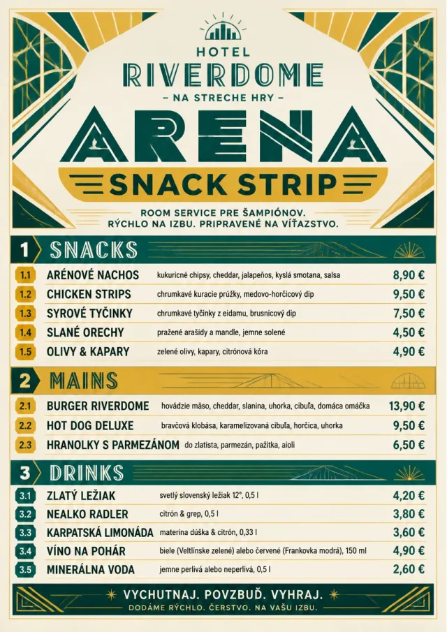 Arena Snack Strip room-service-menu menu template preview