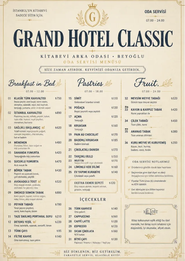 Grand Hotel Classic room-service-menu menu template preview