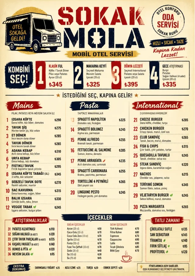 Food Truck Bold room-service-menu menu template preview