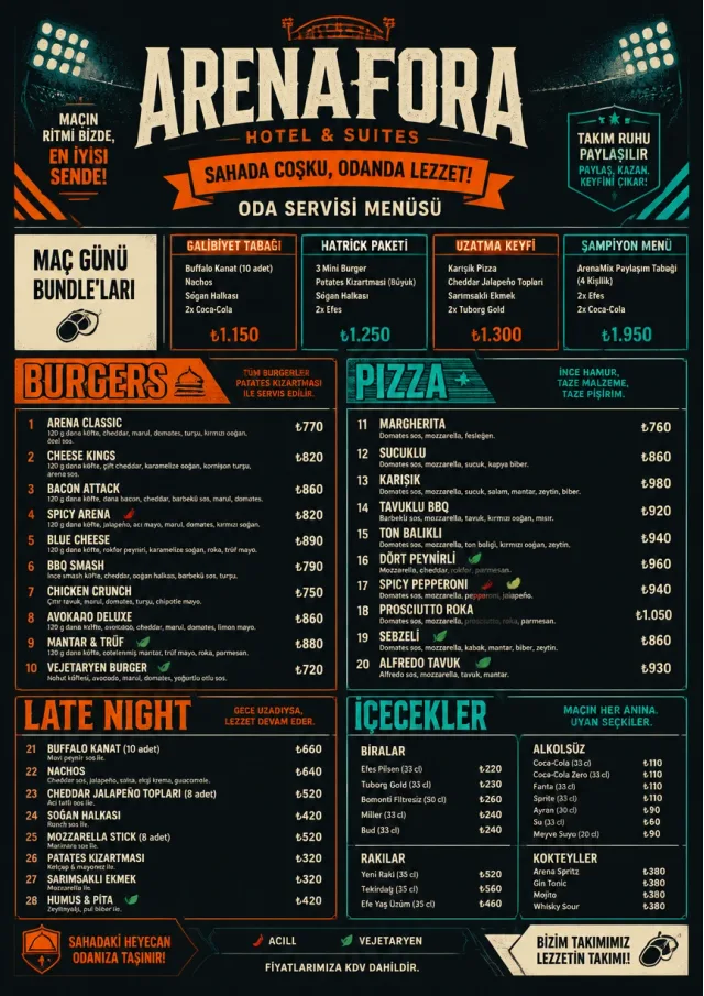 Sports Arena Energy room-service-menu menu template preview