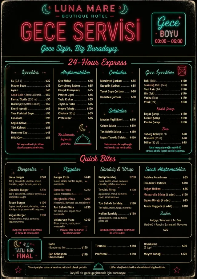 Late Night Service room-service-menu menu template preview