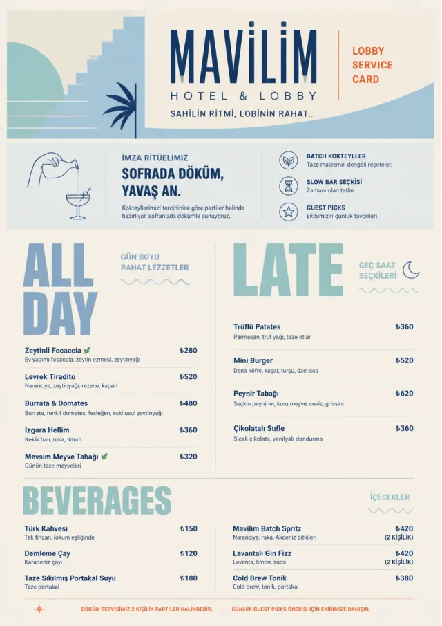 Lobby Service Card room-service-menu menu template preview