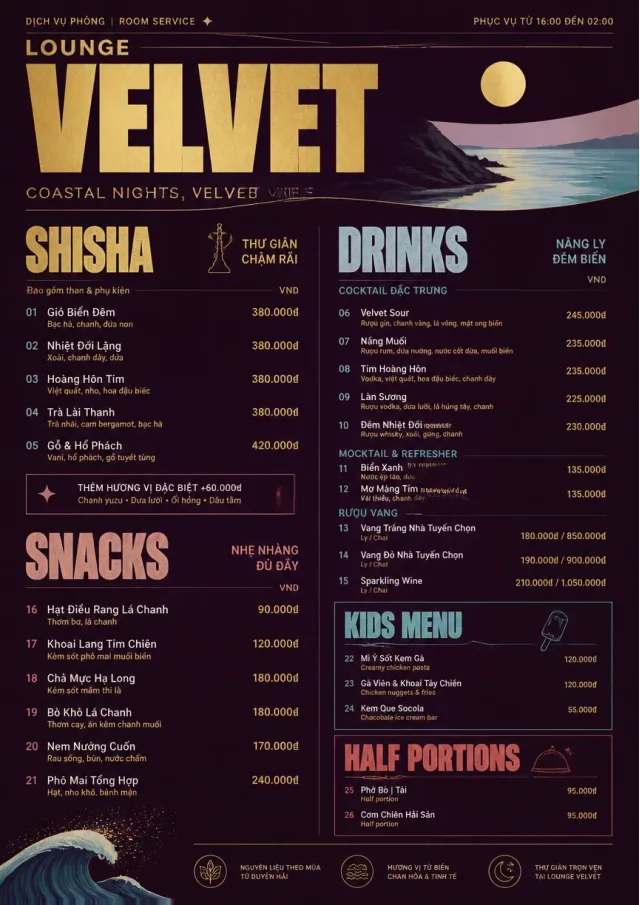 Lounge Velvet room-service-menu menu template preview