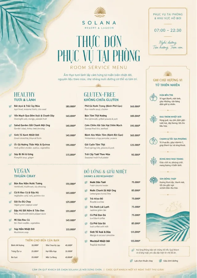 Resort Poolside room-service-menu menu template preview
