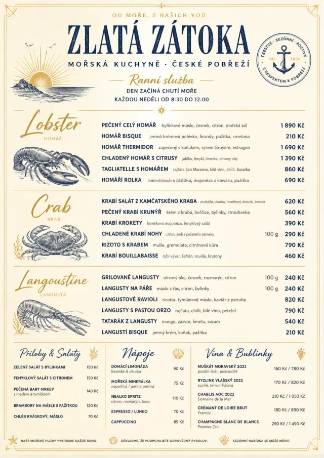 Fine Regional seafood-menu menu template preview
