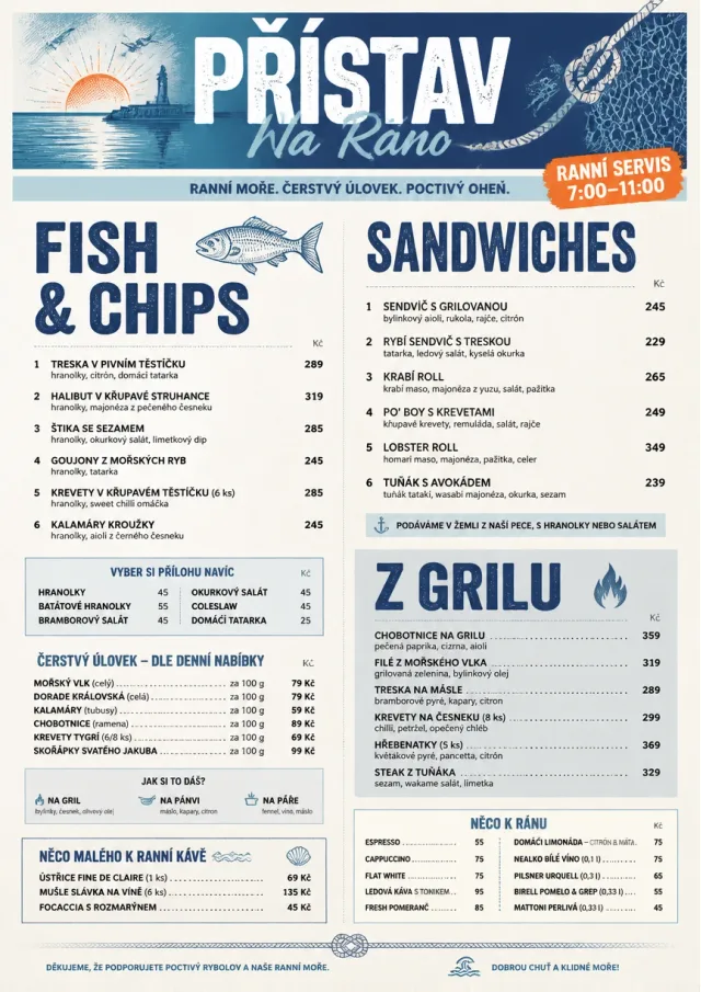 Coastal Regional seafood-menu menu template preview
