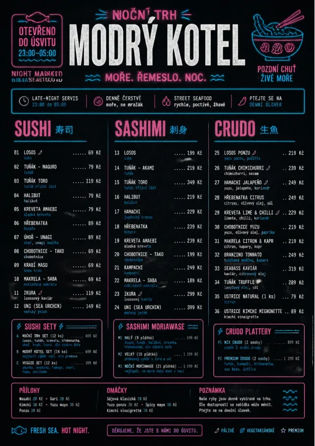 Night Market Neon seafood-menu menu template preview