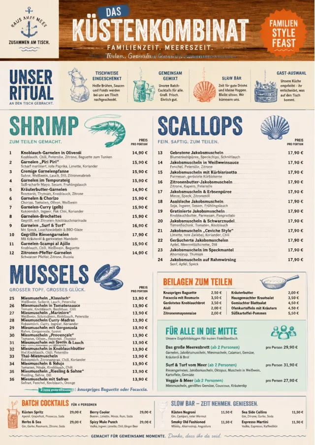 Family Style Feast seafood-menu menu template preview