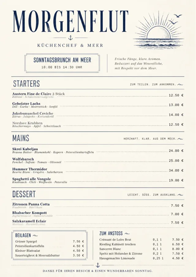 Chef Carte Brève seafood-menu menu template preview