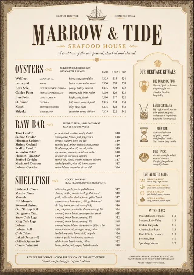 Heritage Tradition seafood-menu menu template preview