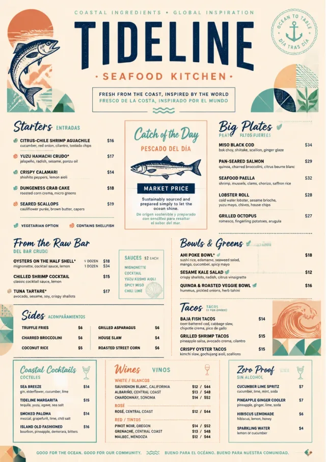 Modern Fusion seafood-menu menu template preview