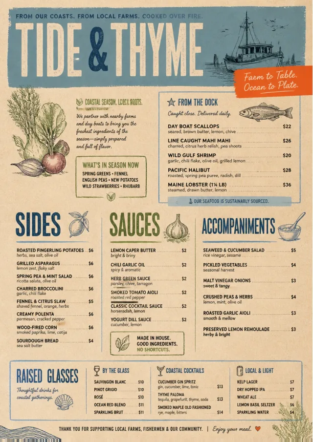 Farm Table Rustic seafood-menu menu template preview
