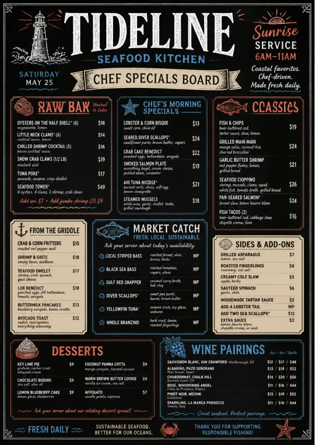 Chef Specials Board seafood-menu menu template preview
