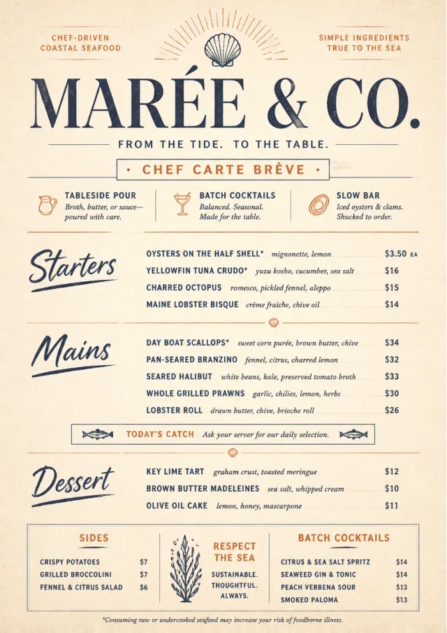 Chef Carte Brève seafood-menu menu template preview