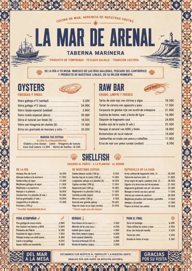 Heritage Tradition seafood-menu menu template preview