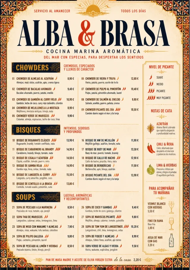 Spice Market Bold seafood-menu menu template preview