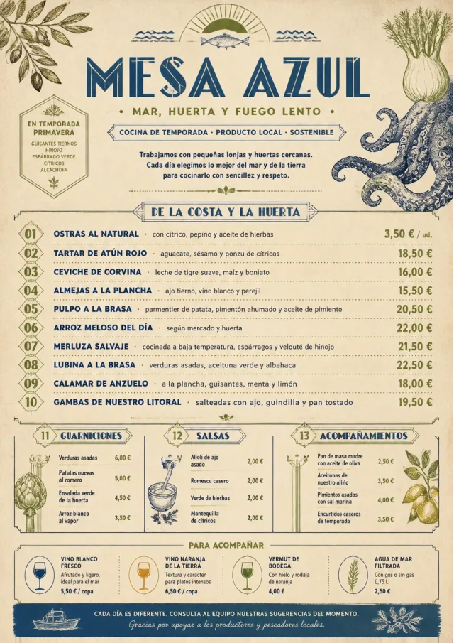 Farm Table Rustic seafood-menu menu template preview