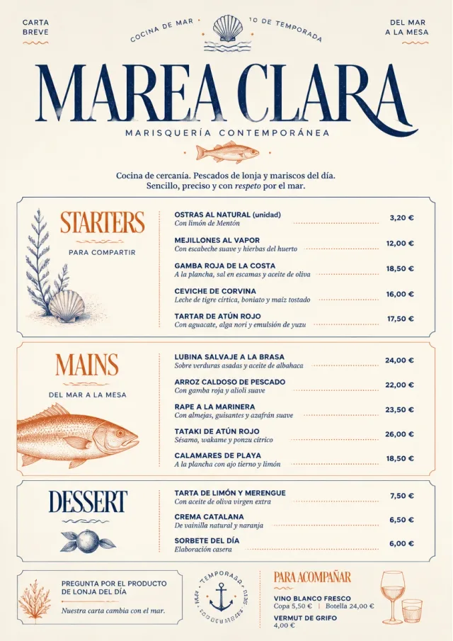 Chef Carte Brève seafood-menu menu template preview