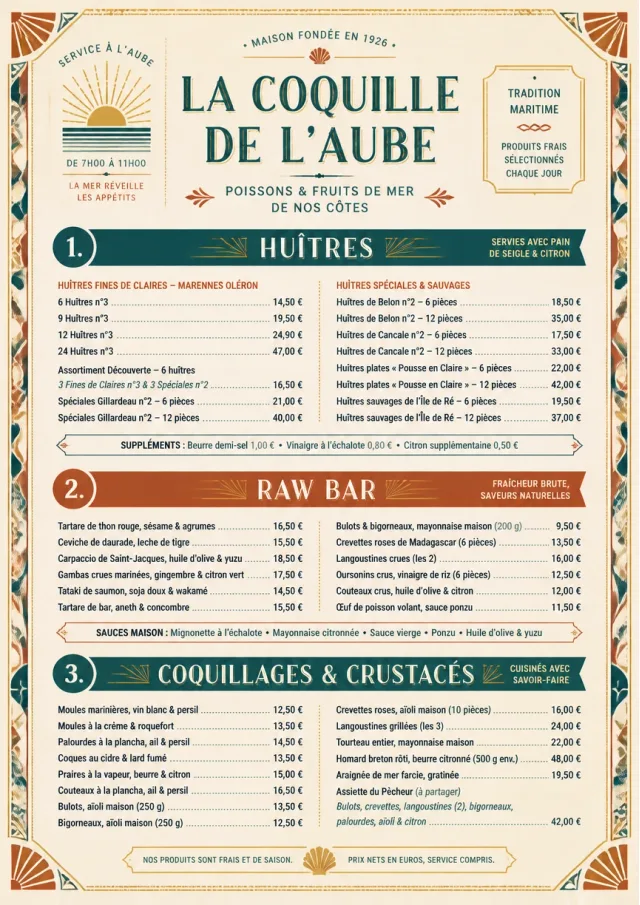 Heritage Tradition seafood-menu menu template preview