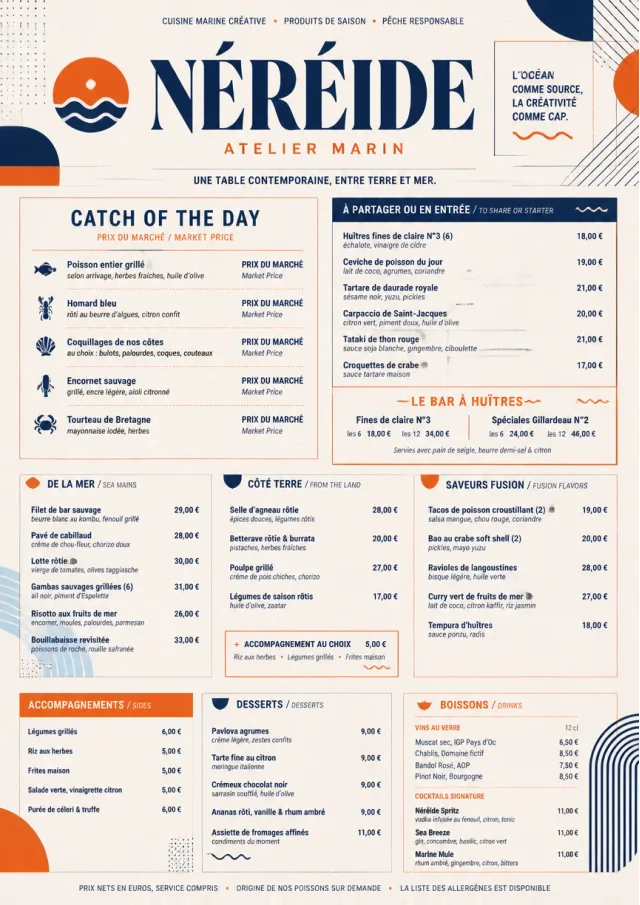 Modern Fusion seafood-menu menu template preview