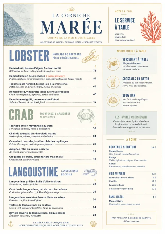 Fine Regional seafood-menu menu template preview