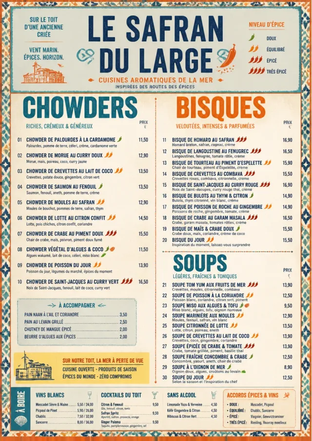 Spice Market Bold seafood-menu menu template preview