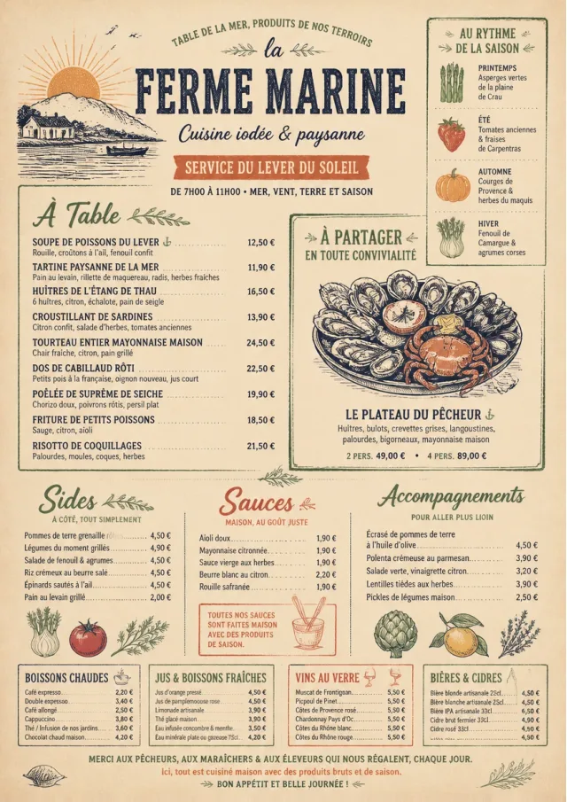 Farm Table Rustic seafood-menu menu template preview
