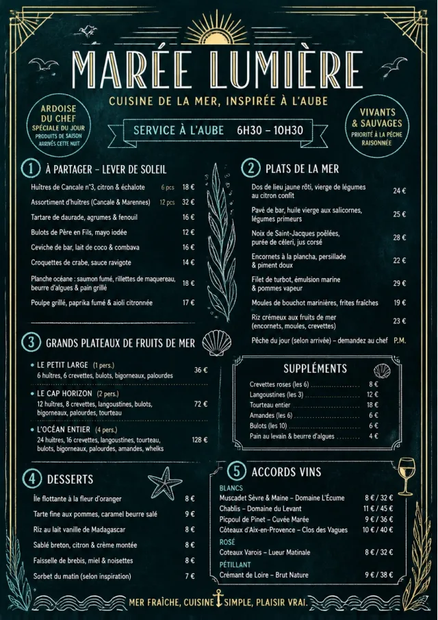 Chef Specials Board seafood-menu menu template preview