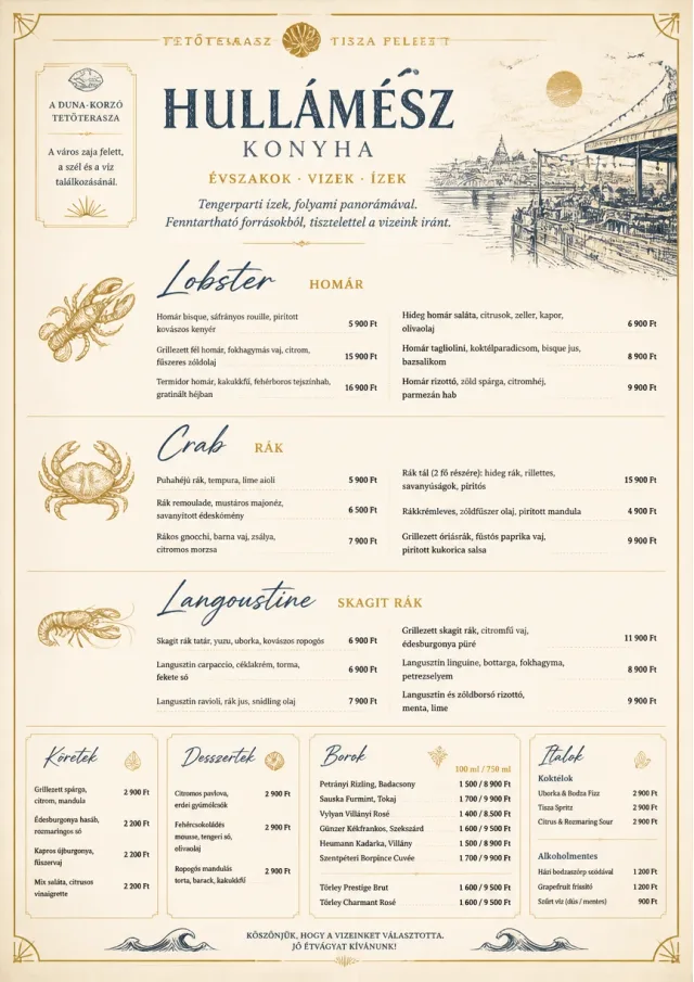 Fine Regional seafood-menu menu template preview