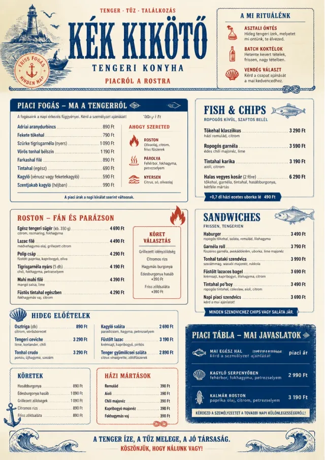 Coastal Regional seafood-menu menu template preview
