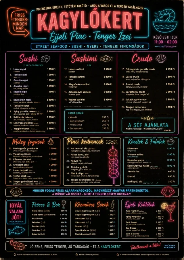 Night Market Neon seafood-menu menu template preview