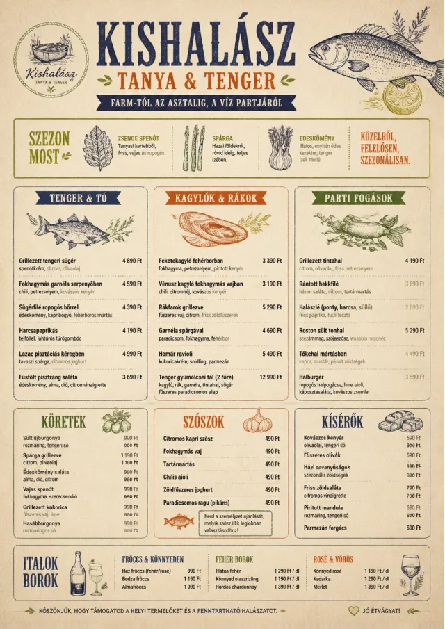 Farm Table Rustic seafood-menu menu template preview