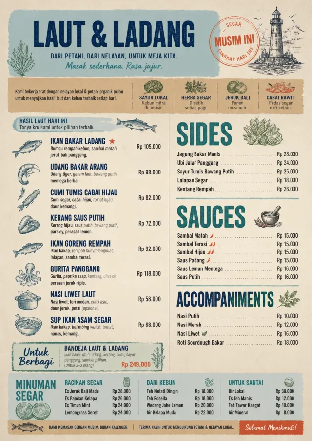 Farm Table Rustic seafood-menu menu template preview