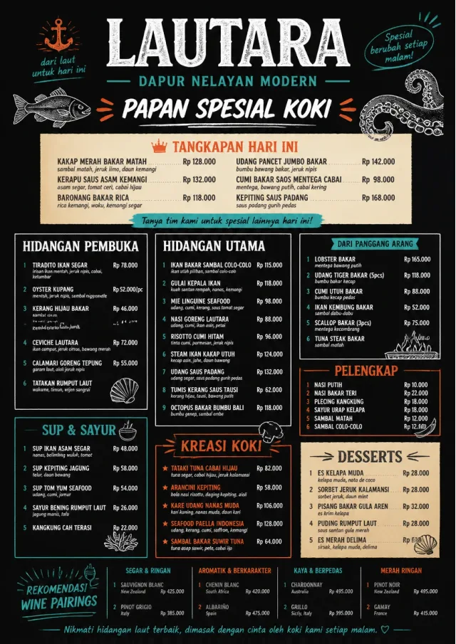 Chef Specials Board seafood-menu menu template preview