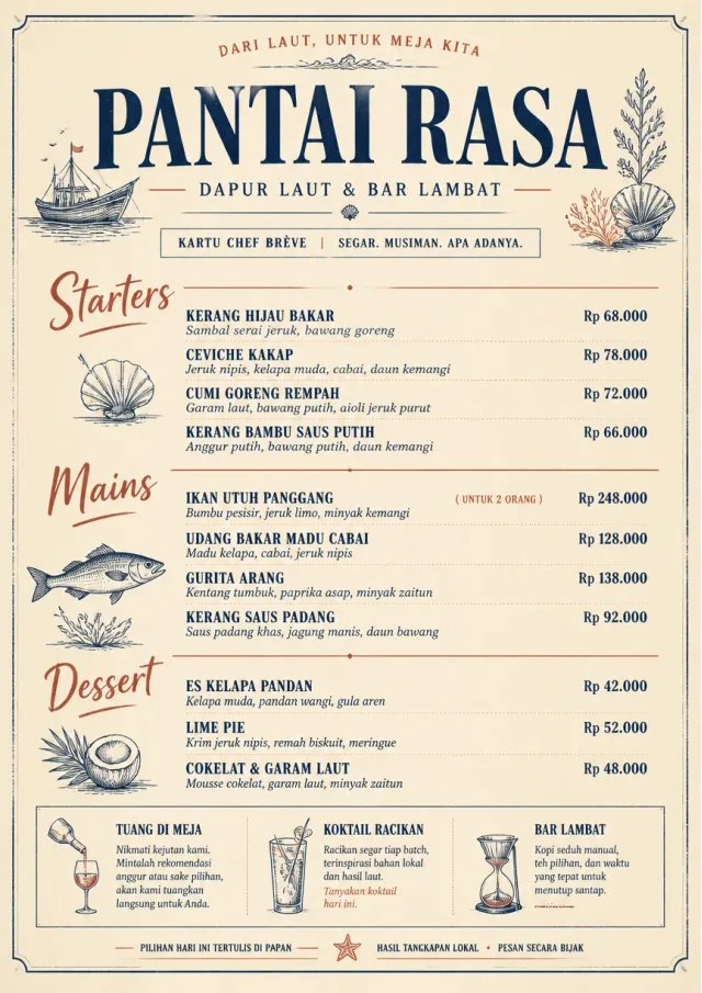 Chef Carte Brève seafood-menu menu template preview