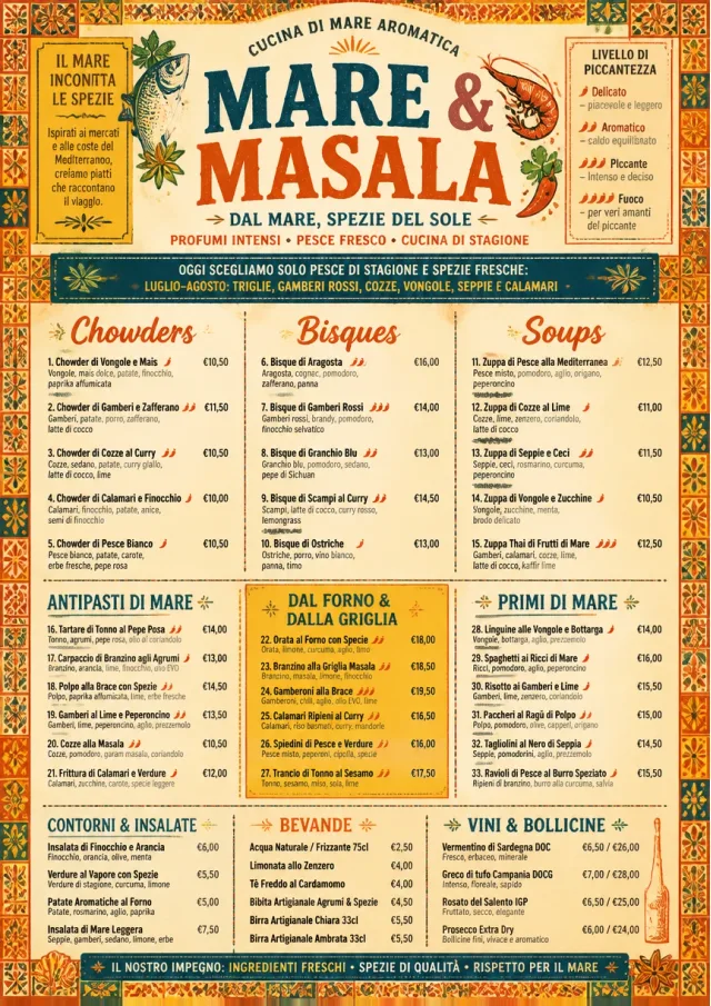 Spice Market Bold seafood-menu menu template preview