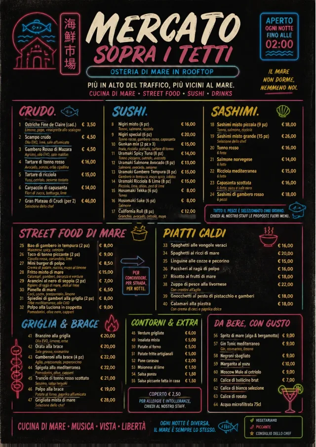 Night Market Neon seafood-menu menu template preview