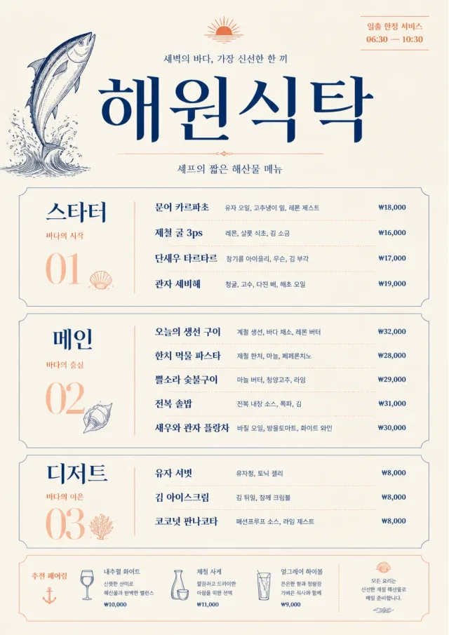 Chef Carte Brève seafood-menu menu template preview