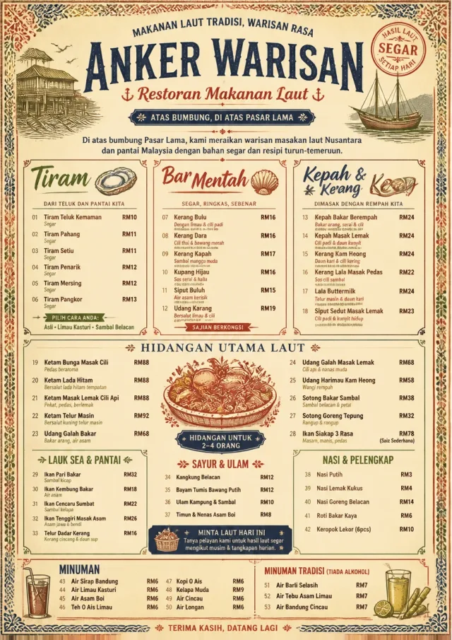 Heritage Tradition seafood-menu menu template preview