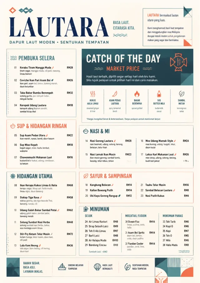 Modern Fusion seafood-menu menu template preview
