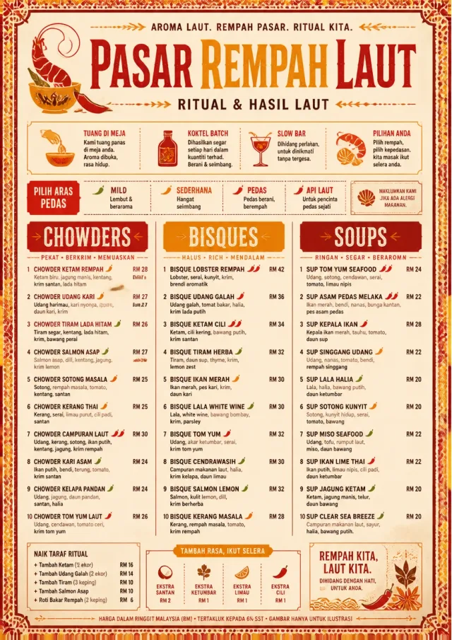 Spice Market Bold seafood-menu menu template preview
