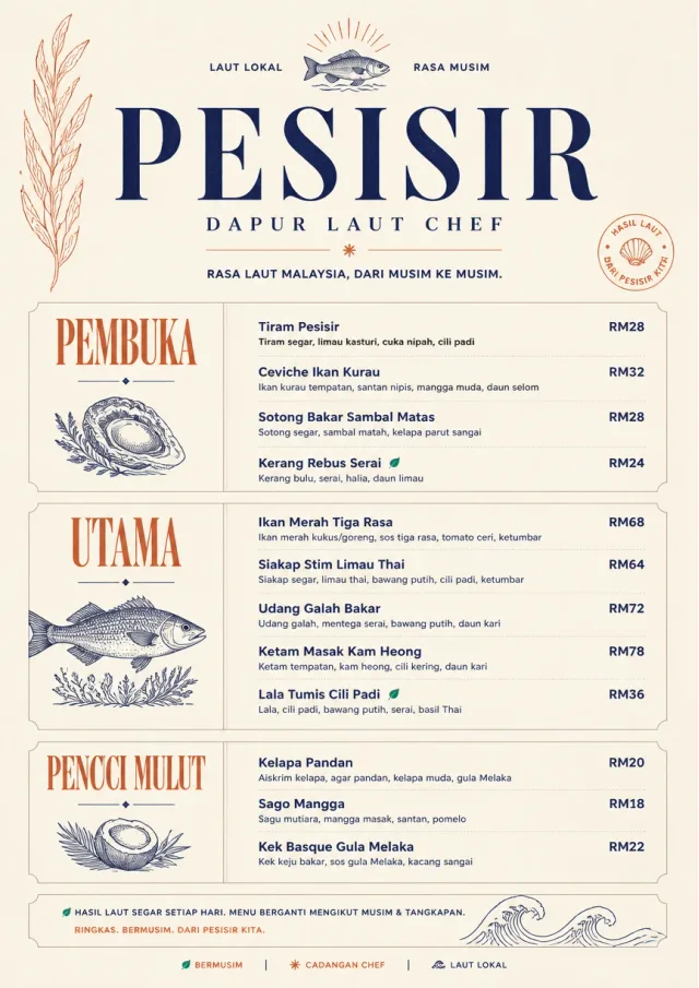 Chef Carte Brève seafood-menu menu template preview