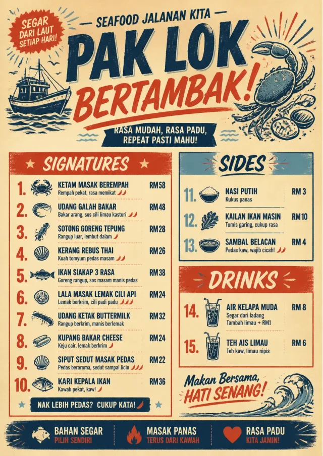 Street Stall Flyer seafood-menu menu template preview